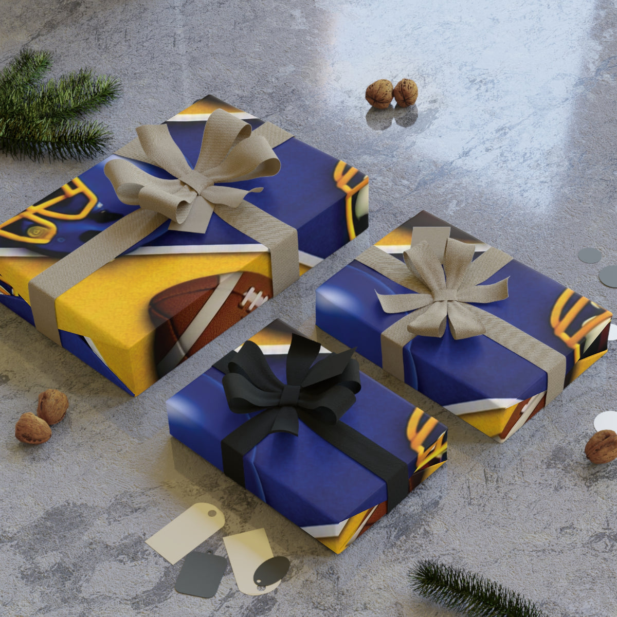 Blue & Gold Gift Wrap