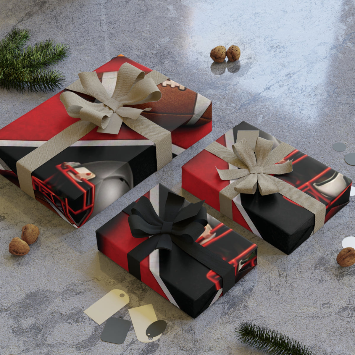 Red & Pewter Gift Wrap