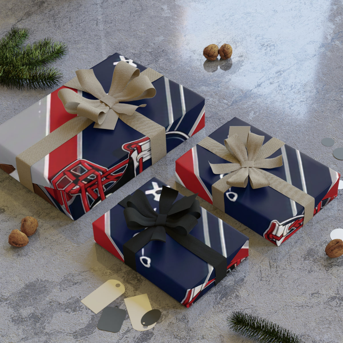 Navy, Red & Silver Gift Wrap