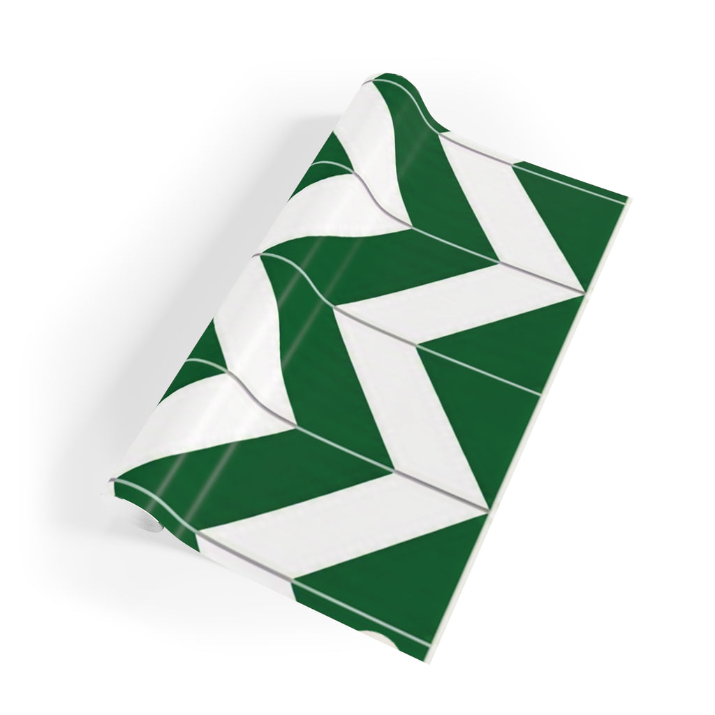 Green Chevron Wrapping Paper Roll — Festive Gift Wrap for Holidays & Birthdays, sport lovers.