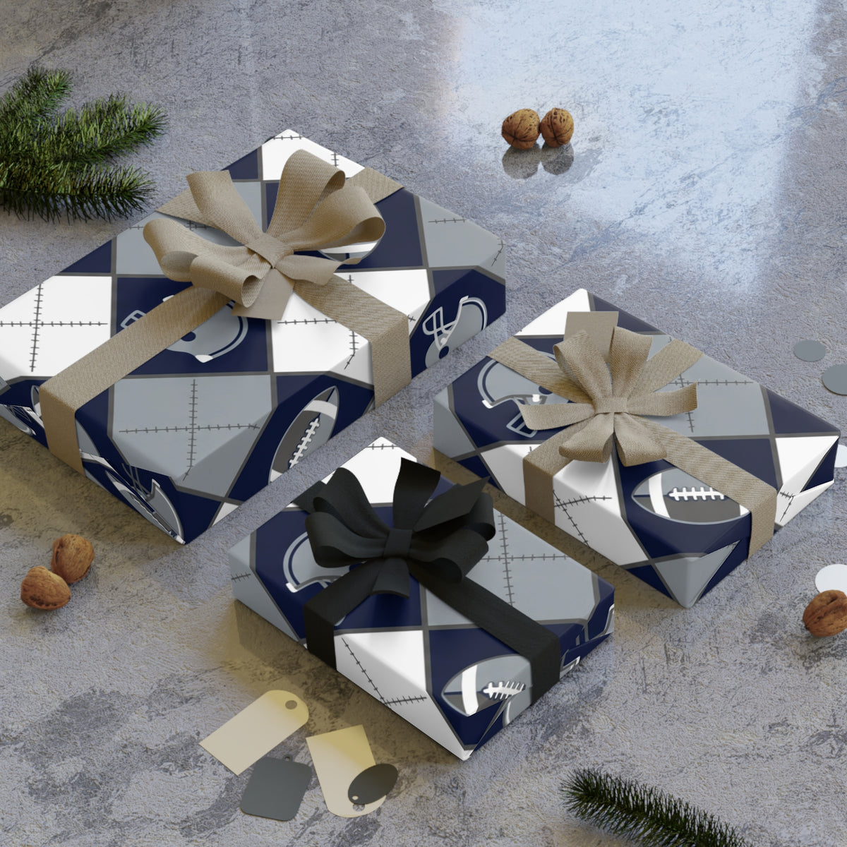 Navy, Silver & White Gift Wrap