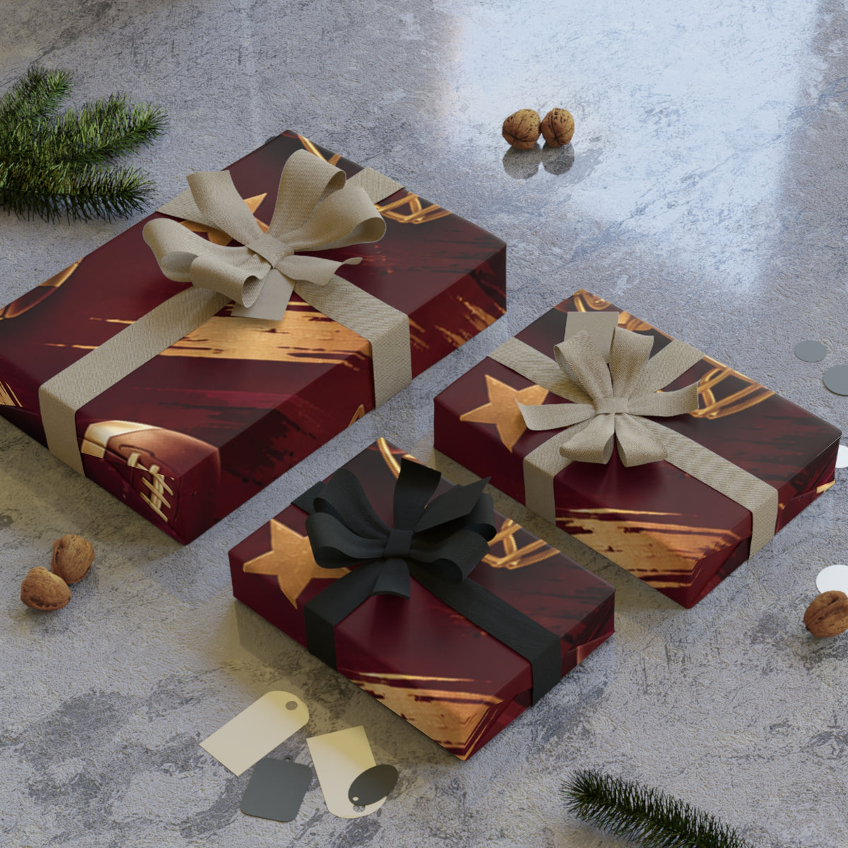 Burgundy & Gold Gift Wrap