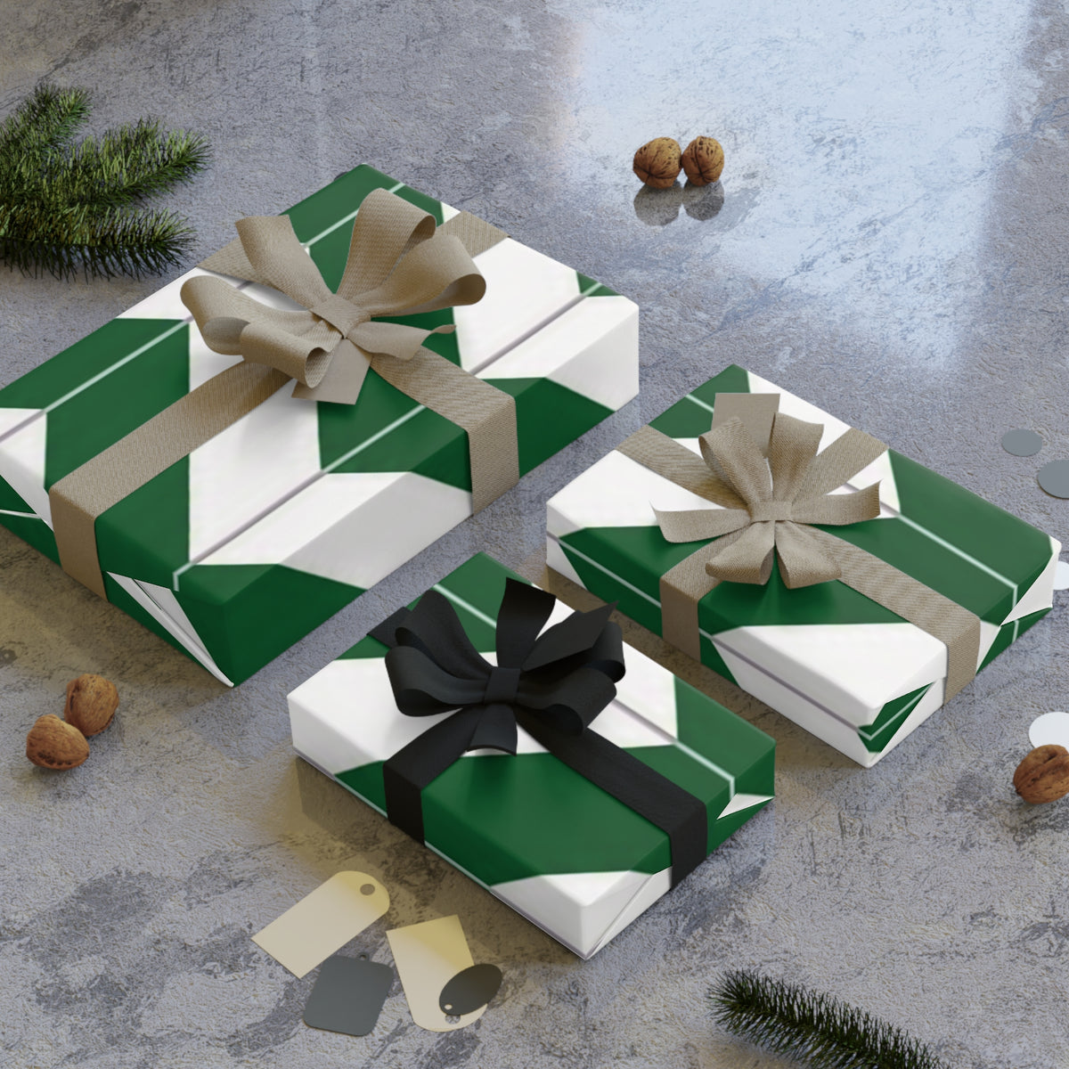 Green Chevron Wrapping Paper Roll — Festive Gift Wrap for Holidays & Birthdays, sport lovers.