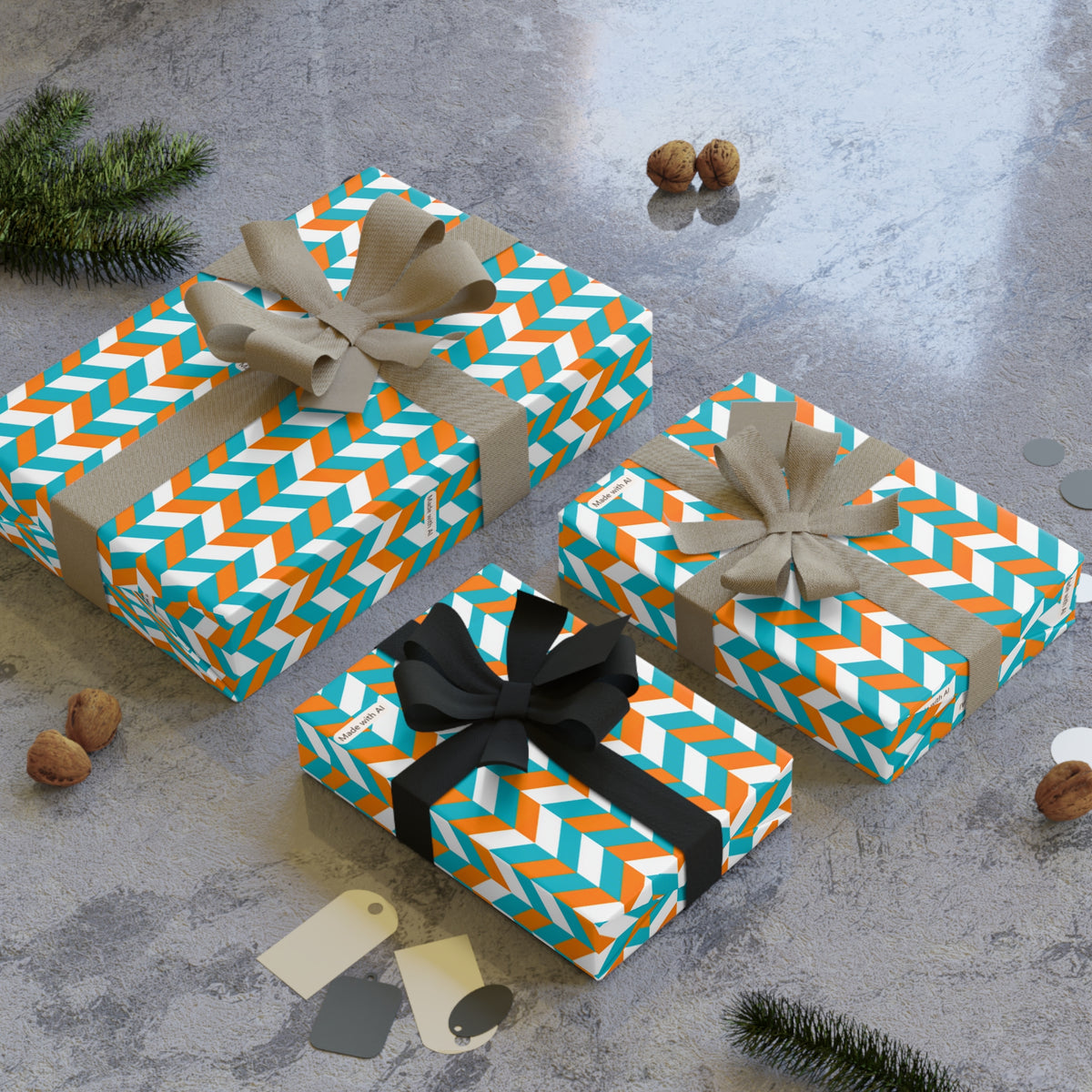 Turquoise & Orange Gift Wrap
