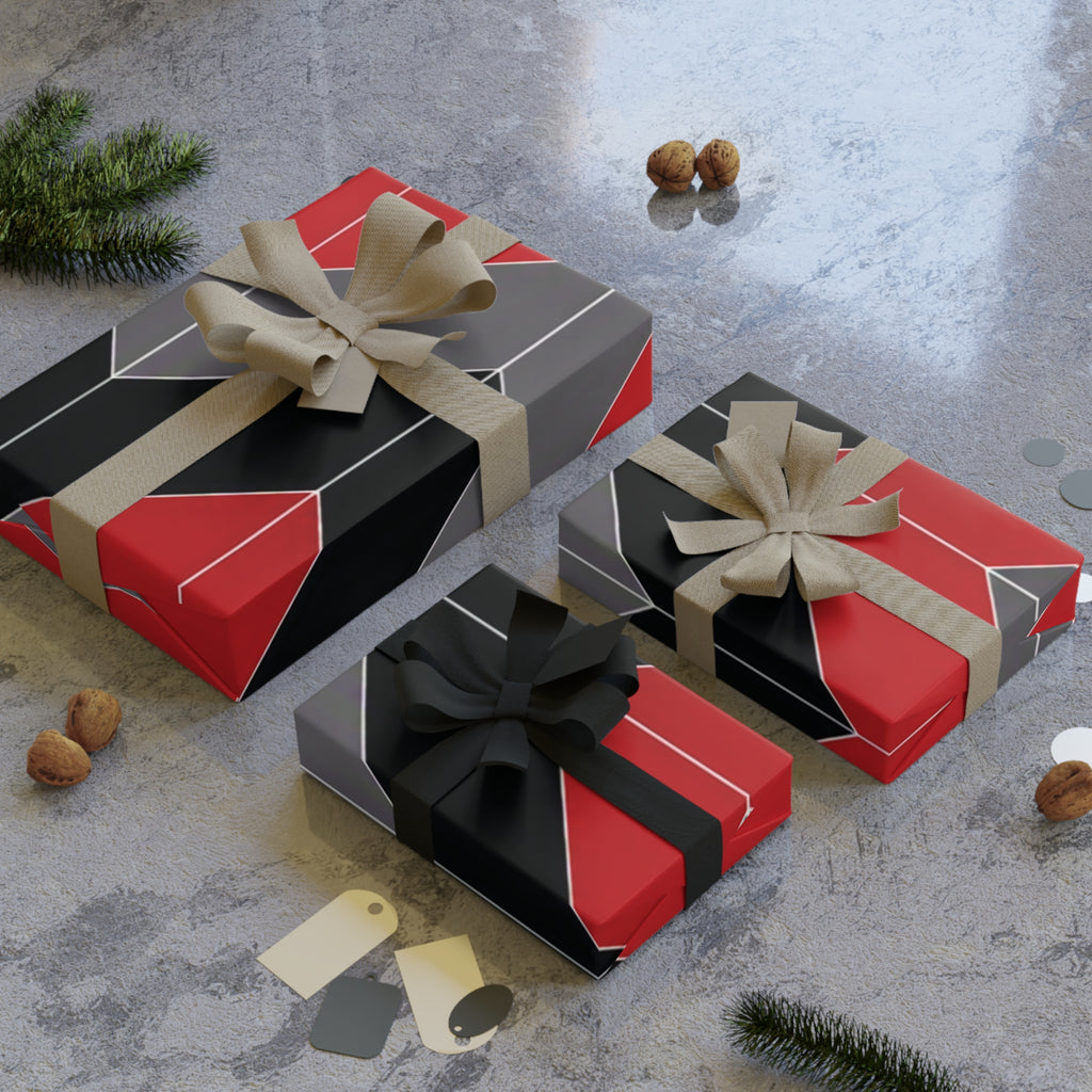 Red, Black & Gray Chevron Gift Wrap