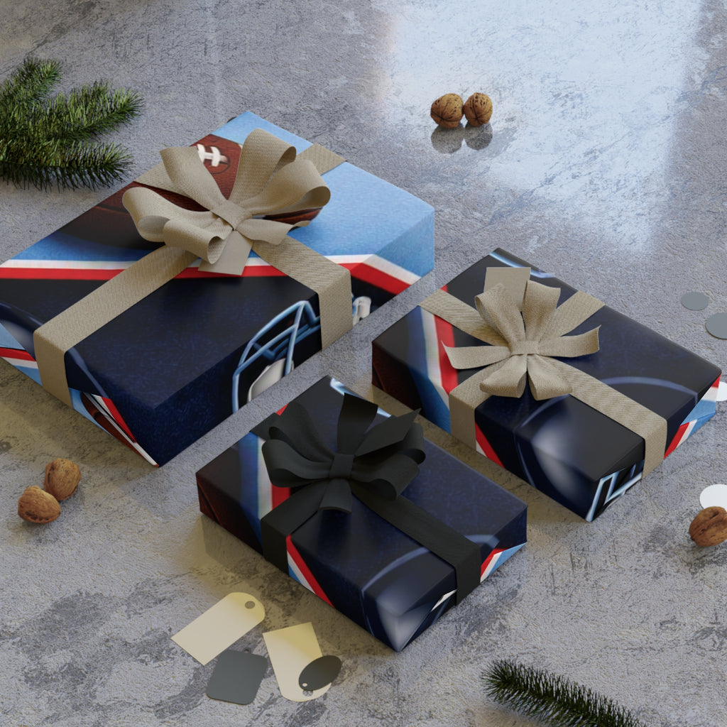 Navy, Light Blue & Red Gift Wrap
