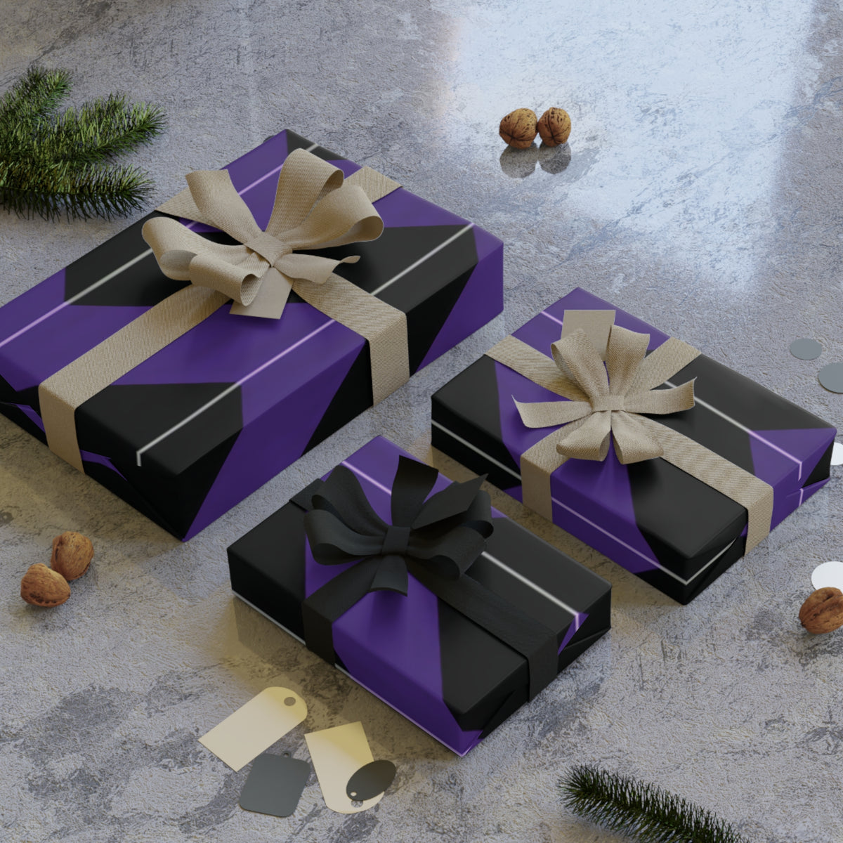 Purple & Black Chevron Gift Wrap