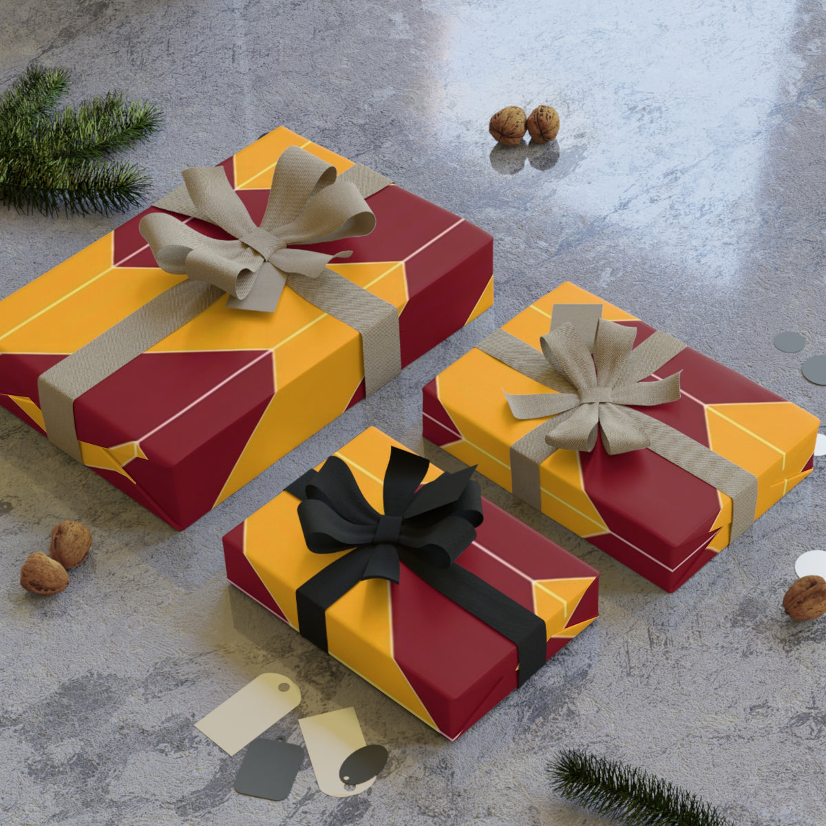 Burgundy & Gold Gift Wrap