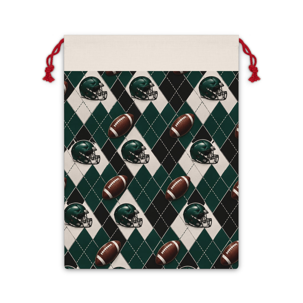 Football Helmet & Ball Argyle Gift Bag — Sports Team Party Favor Bag