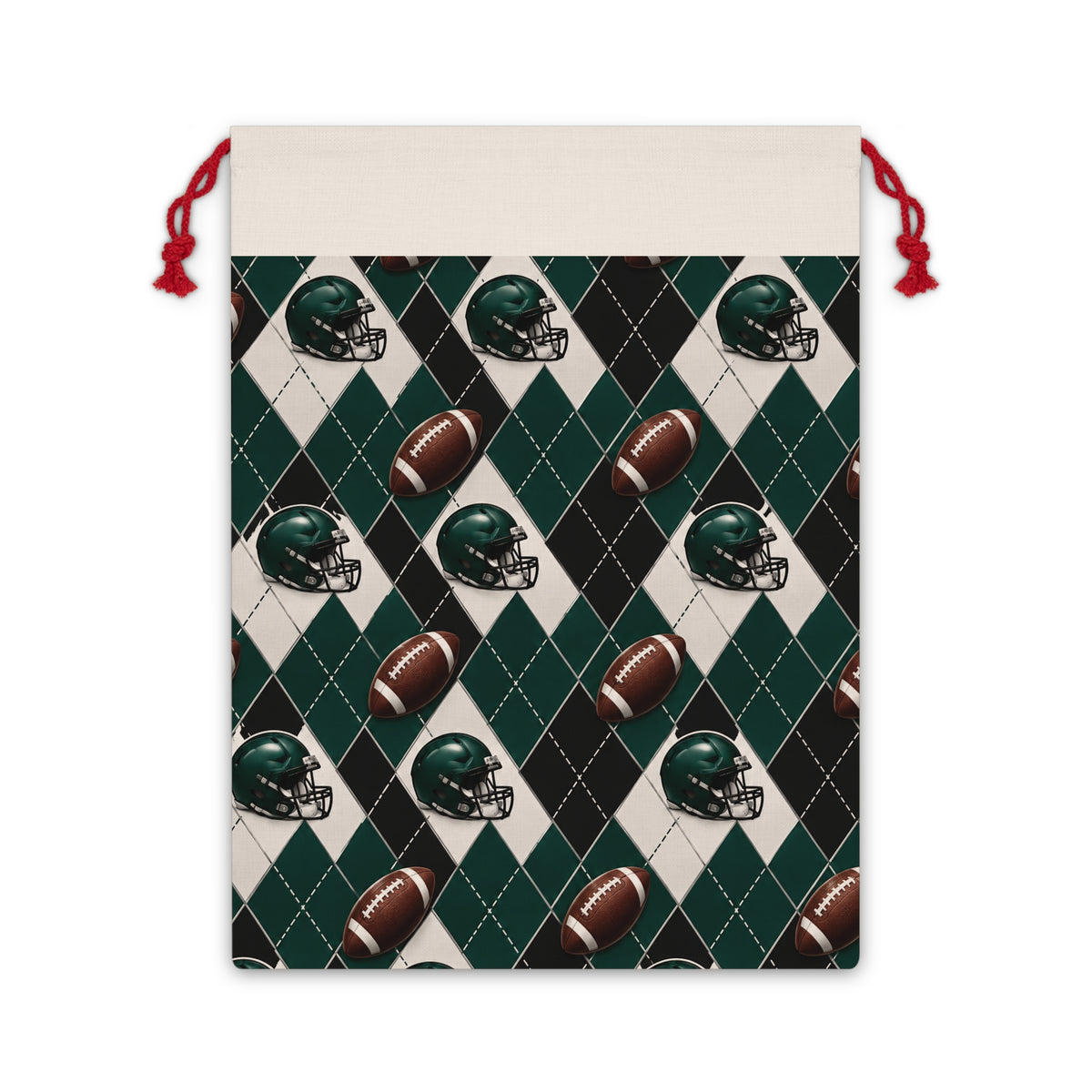 Football Helmet & Ball Argyle Gift Bag — Sports Team Party Favor Bag